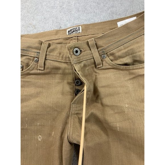 Naked & Selvedge Weird Guy Selvedge 5‎ Pocket Jeans (Men's 30x33) Beige - Picture 3 of 16